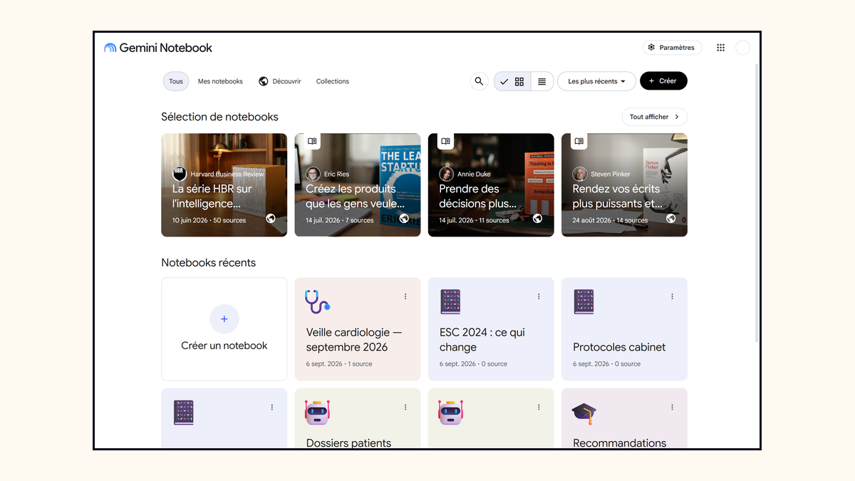 La bibliothèque de notebooks de NotebookLM
